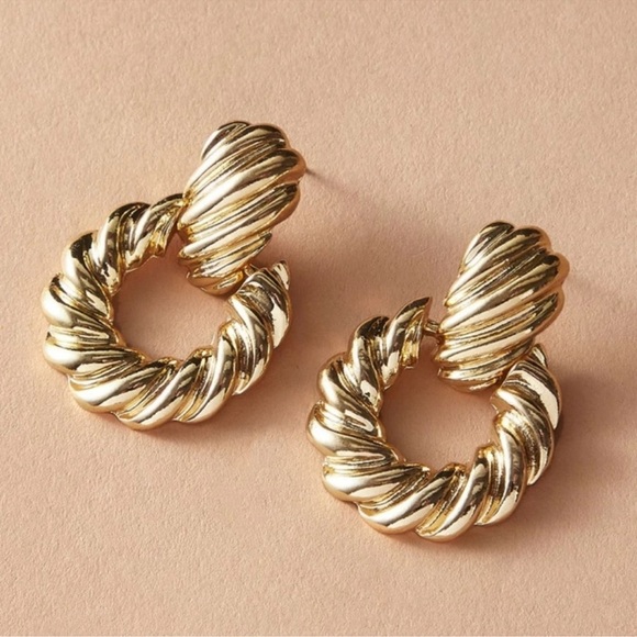 Anthropologie Jewelry - Tiffany Gold Textured Earrings